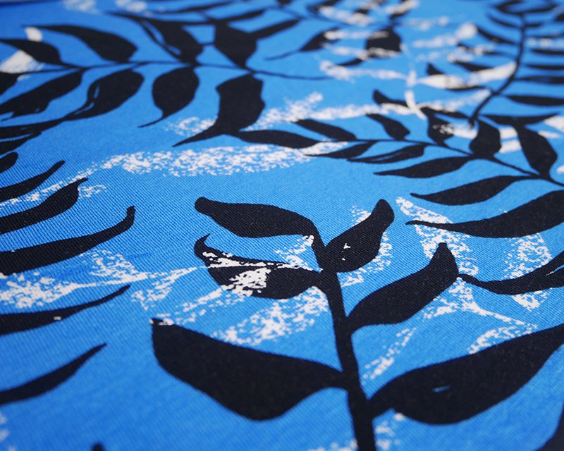 Single Jersey - Rayon - Blue leaves