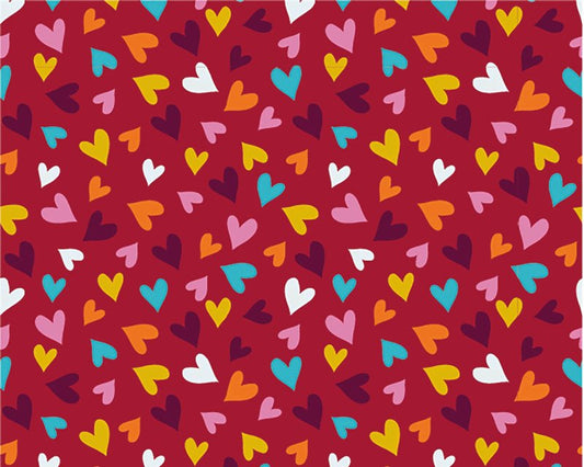 Single Jersey - Mini hearts on red