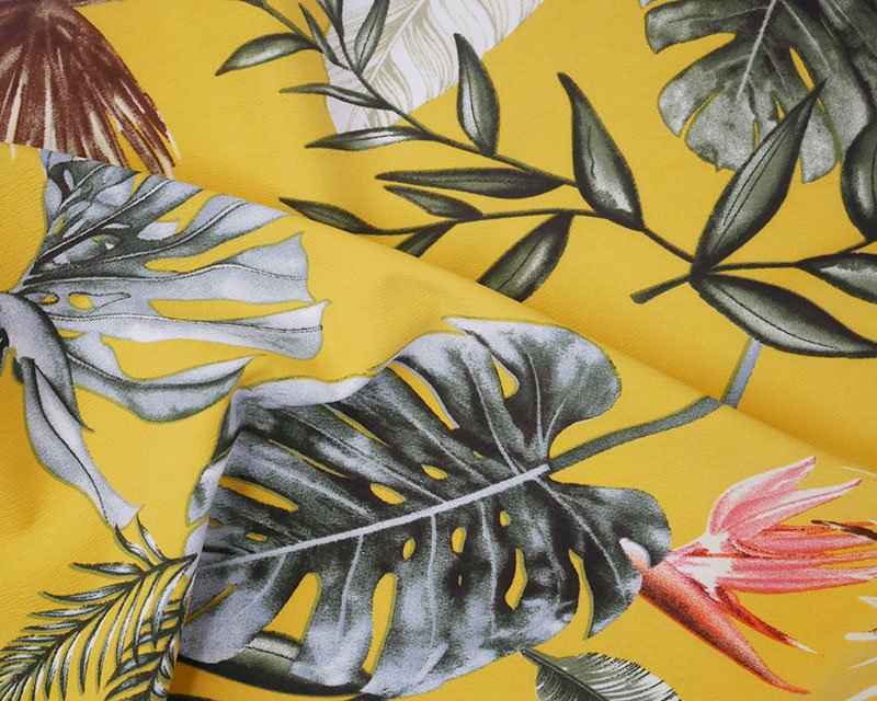 Crepe - Yellow leaves floral
