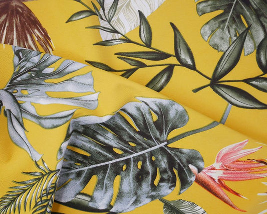 Crepe - Yellow leaves floral