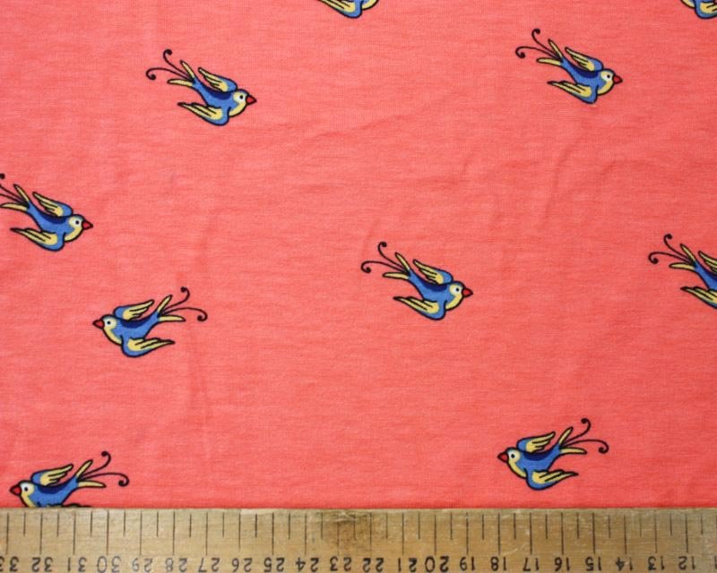 Jersey - viscose - coral swallows