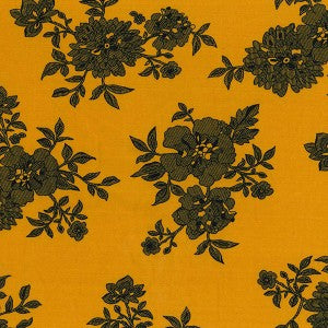 Jersey - brushed ity - Mustard flowers