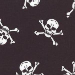 Rose and Hubble - cotton poplin - Pirate skulls on black