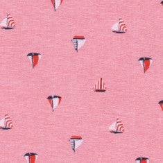 Chambray - Little boats on pink-red