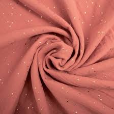 Double Gauze - coral with gold dots
