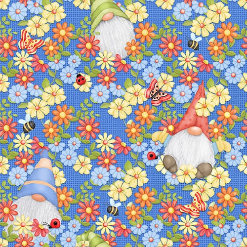 Henry Glass cotton - Gnome is where your garden grows - Peaking gnomes
