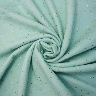 Double Gauze - mint green with gold dots
