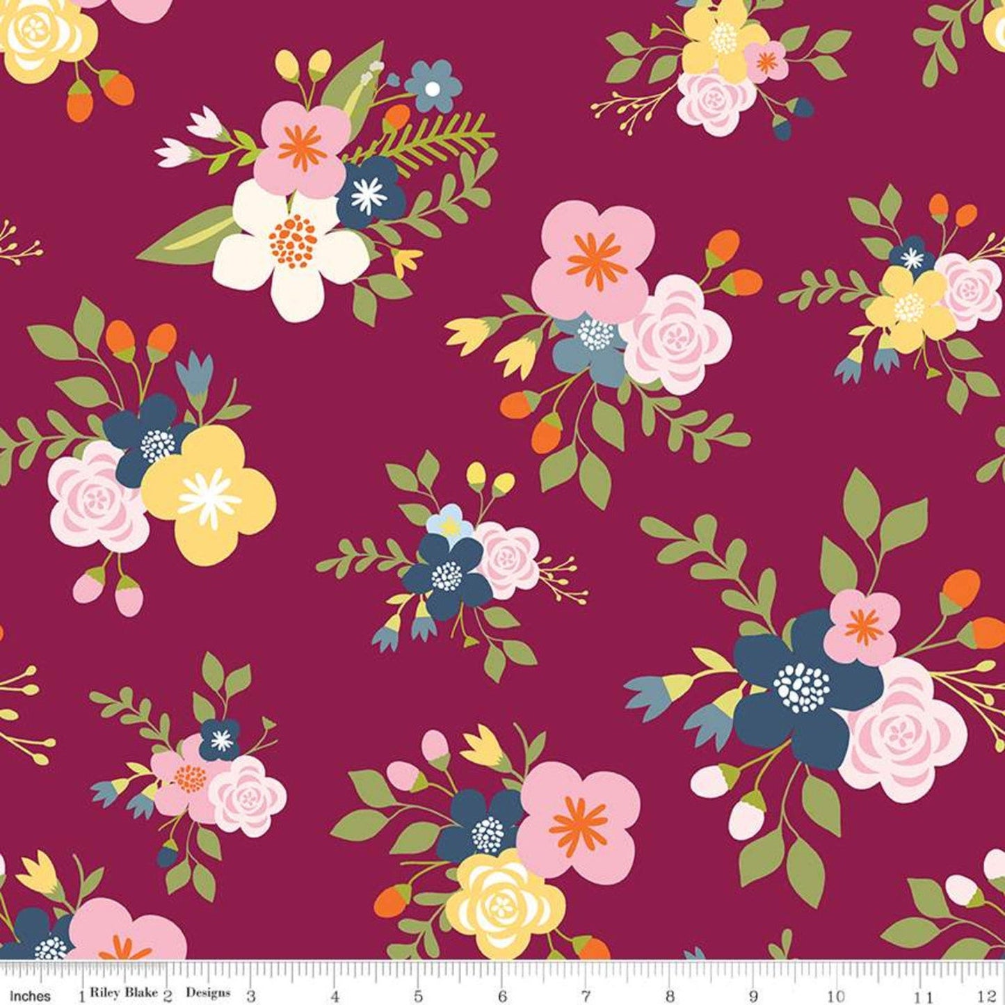 Riley Blake - Bloom and Grow - Burgundy floral
