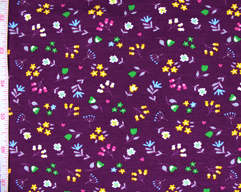 Single Jersey - Ditsy flowers on purple