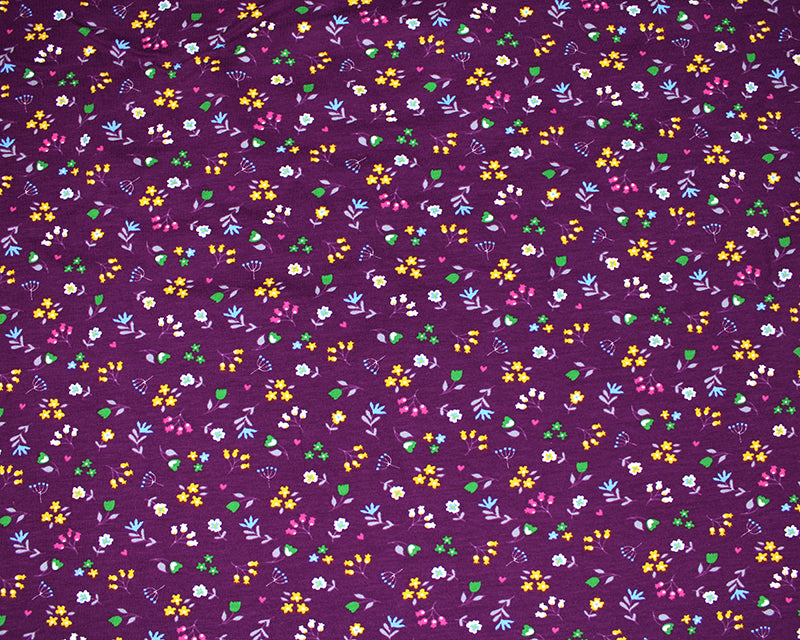 Single Jersey - Ditsy flowers on purple