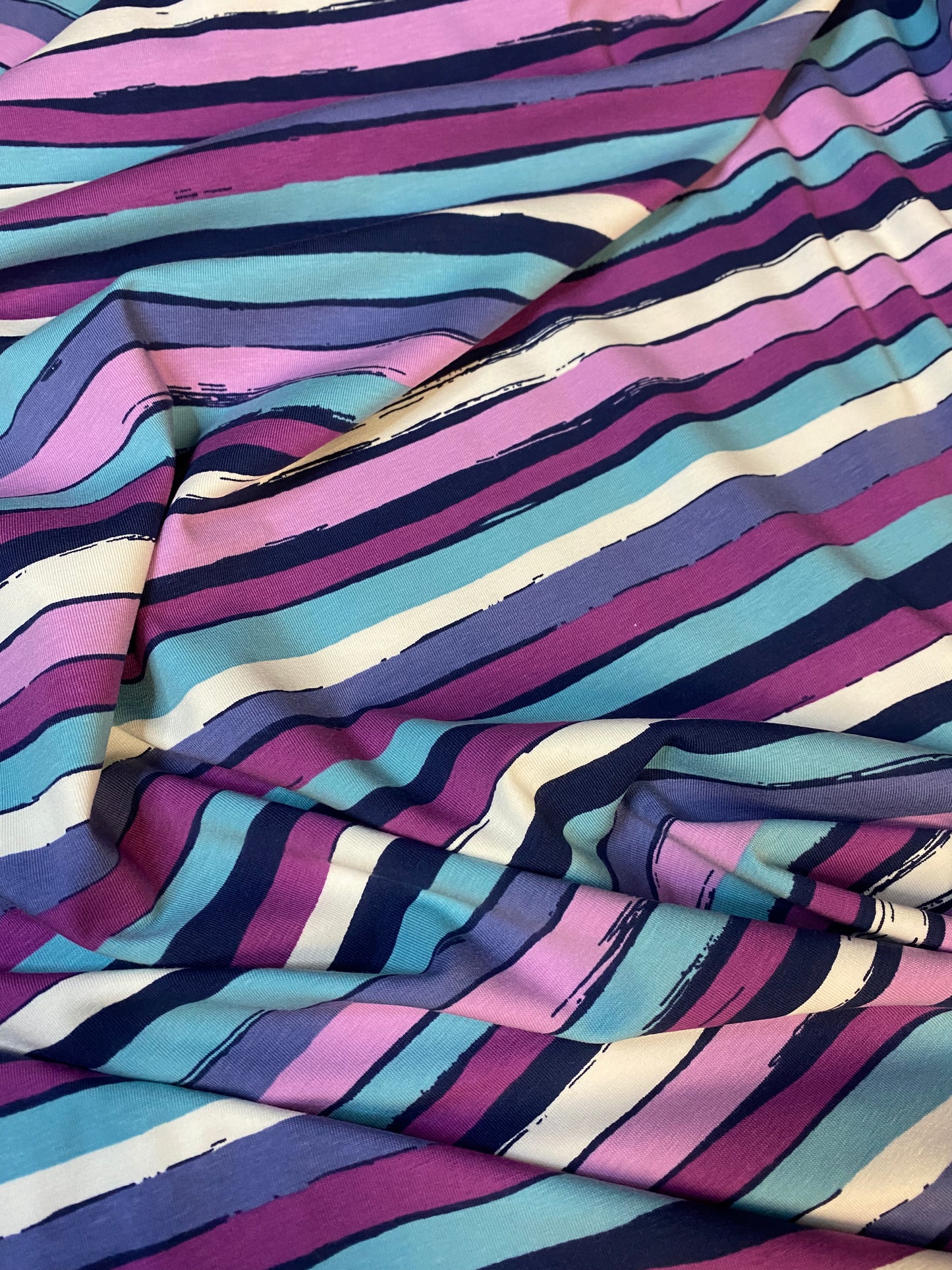 Single Jersey - Modern stripe in blue pink white