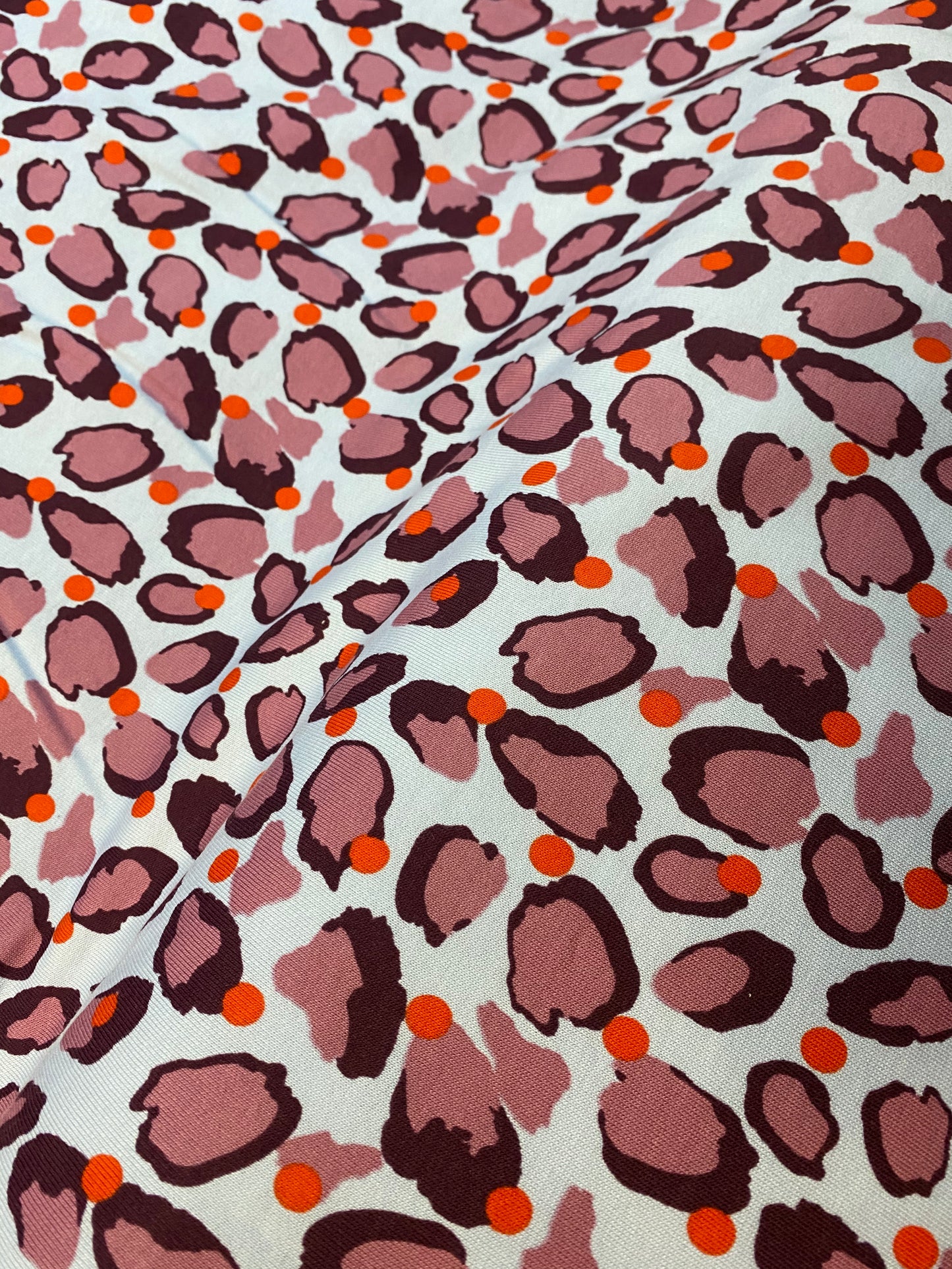 Jersey - sweat brushed - light blue leopard and spots print
