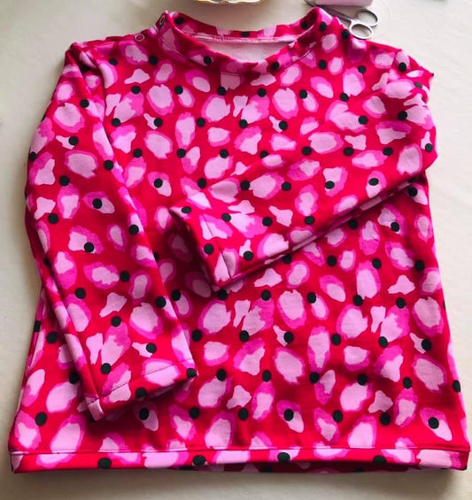 Jersey - sweat brushed - pink leopard print