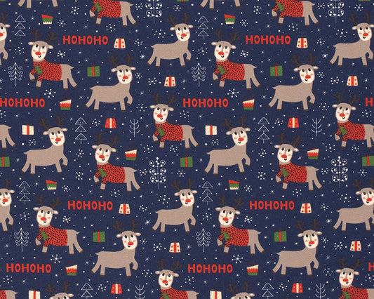 Single Jersey - Happy reindeers Christmas