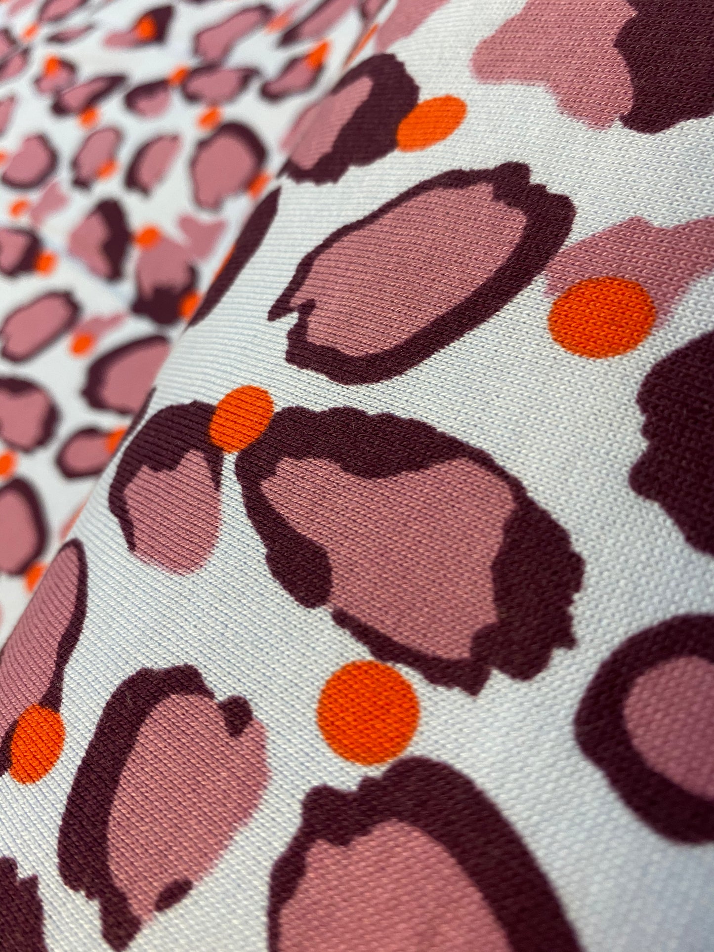 Jersey - sweat brushed - light blue leopard and spots print