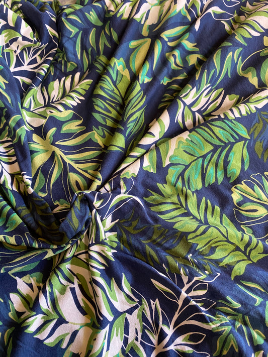 Jersey - viscose Lycra - green leaves