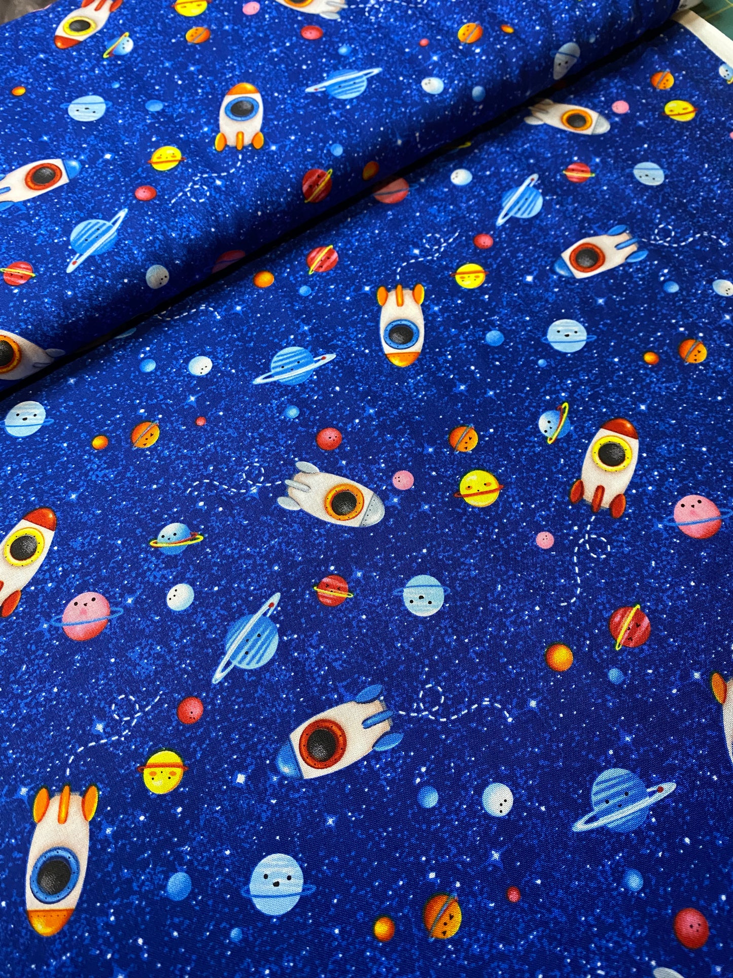 Michael Miller cotton - Hula universe Fly by - Rockets in space