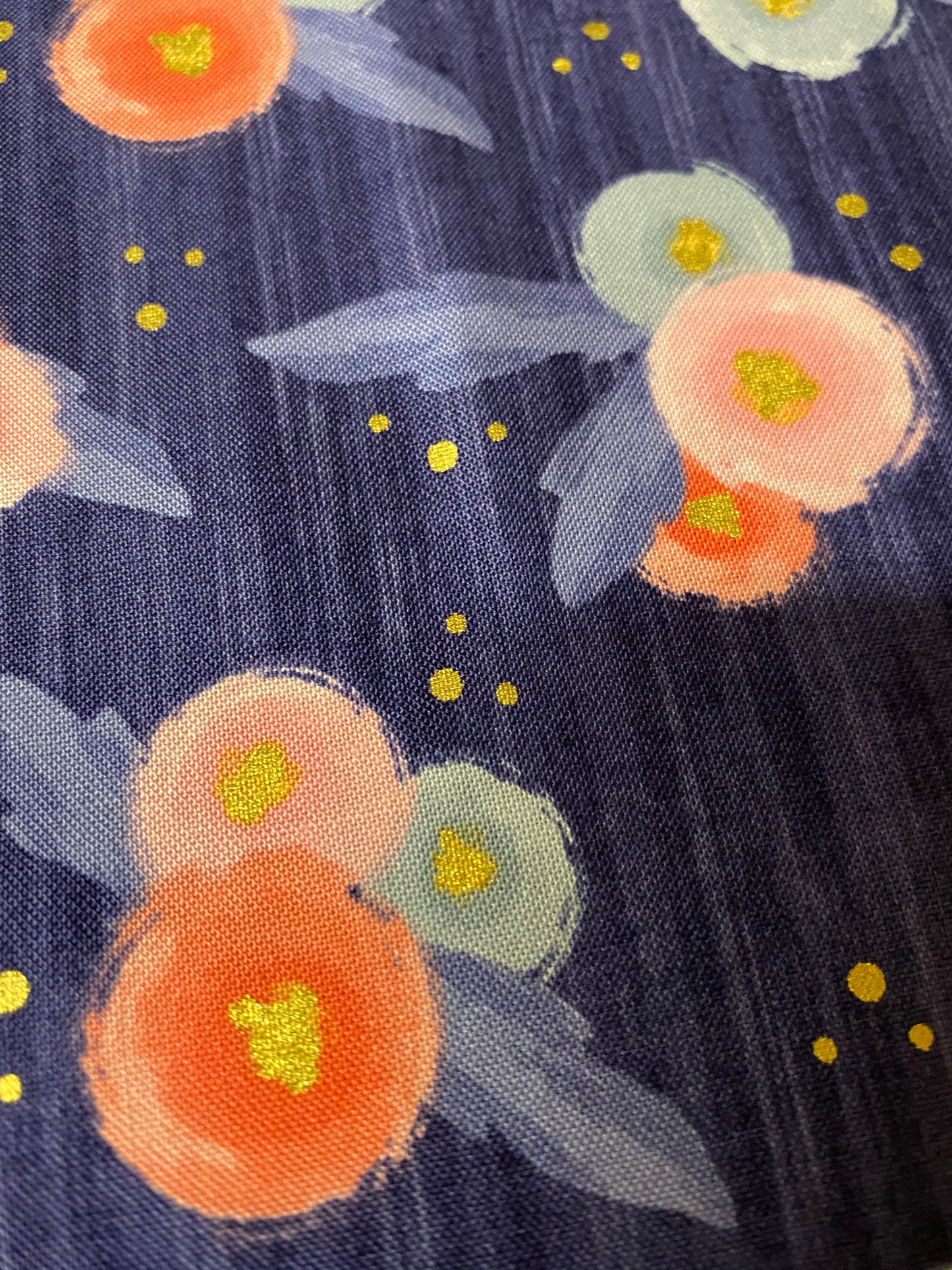 Riley Blake - Midnight Rose - navy floral with gold dots