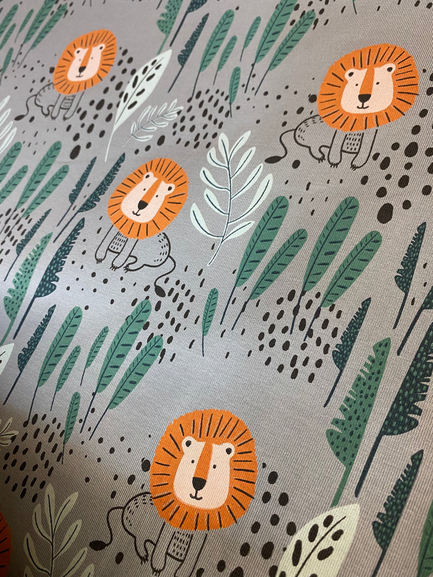 Jersey - French terry fabric - green lions