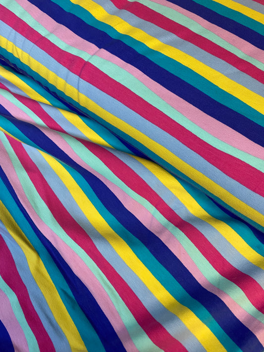 Bolt Jersey cotton Lycra  - funky stripes - Pastels colours