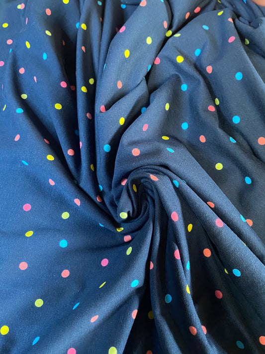 Single Jersey - Multicolored dots on navy