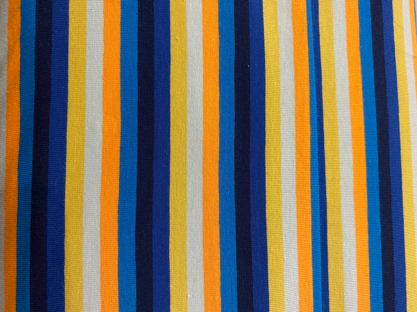 Single Jersey - Small stripes - Navy, blue, orange and yellow