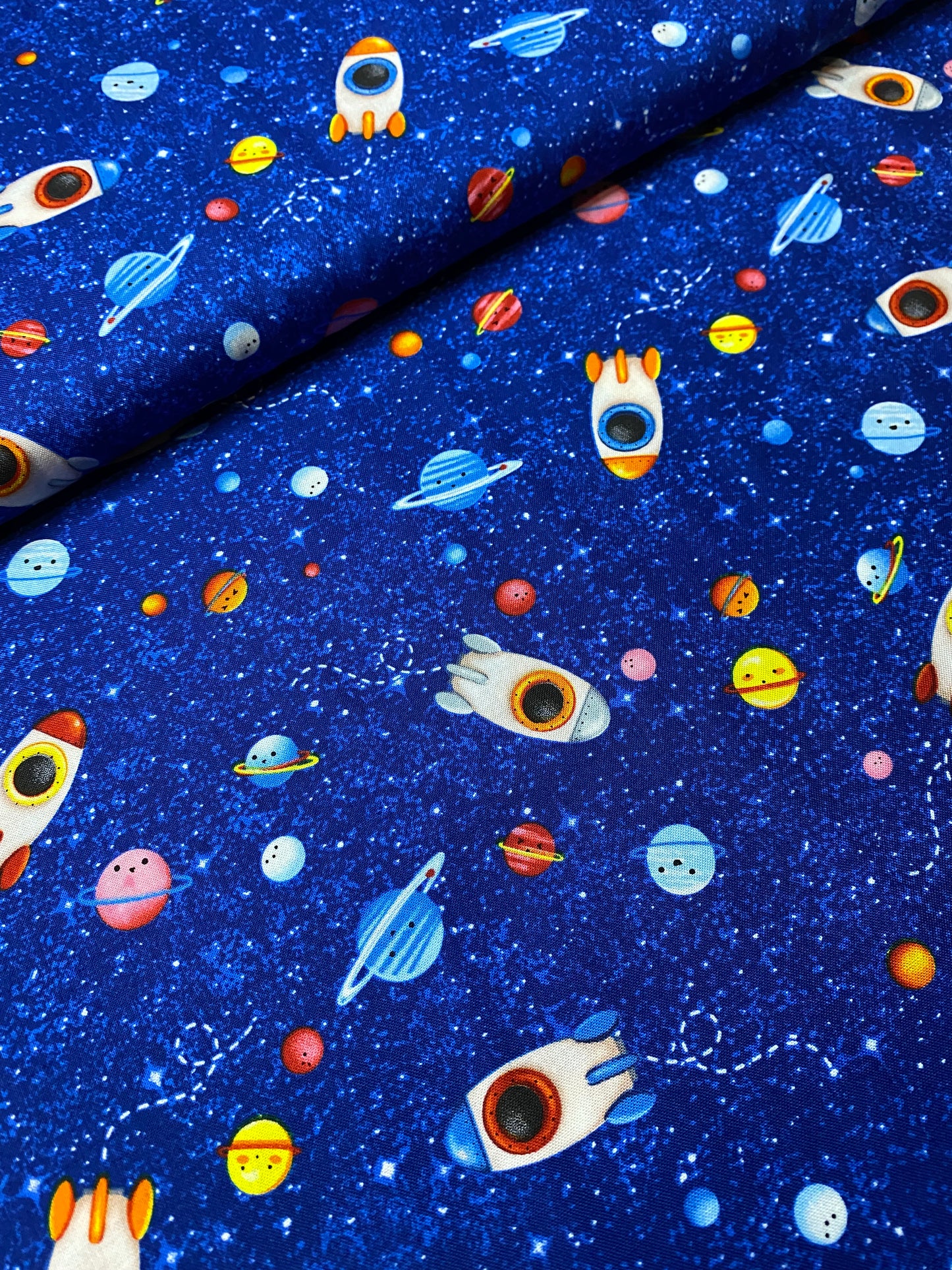 Michael Miller cotton - Hula universe Fly by - Rockets in space