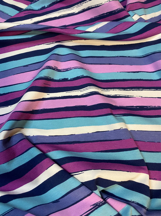 Single Jersey - Modern stripe in blue pink white