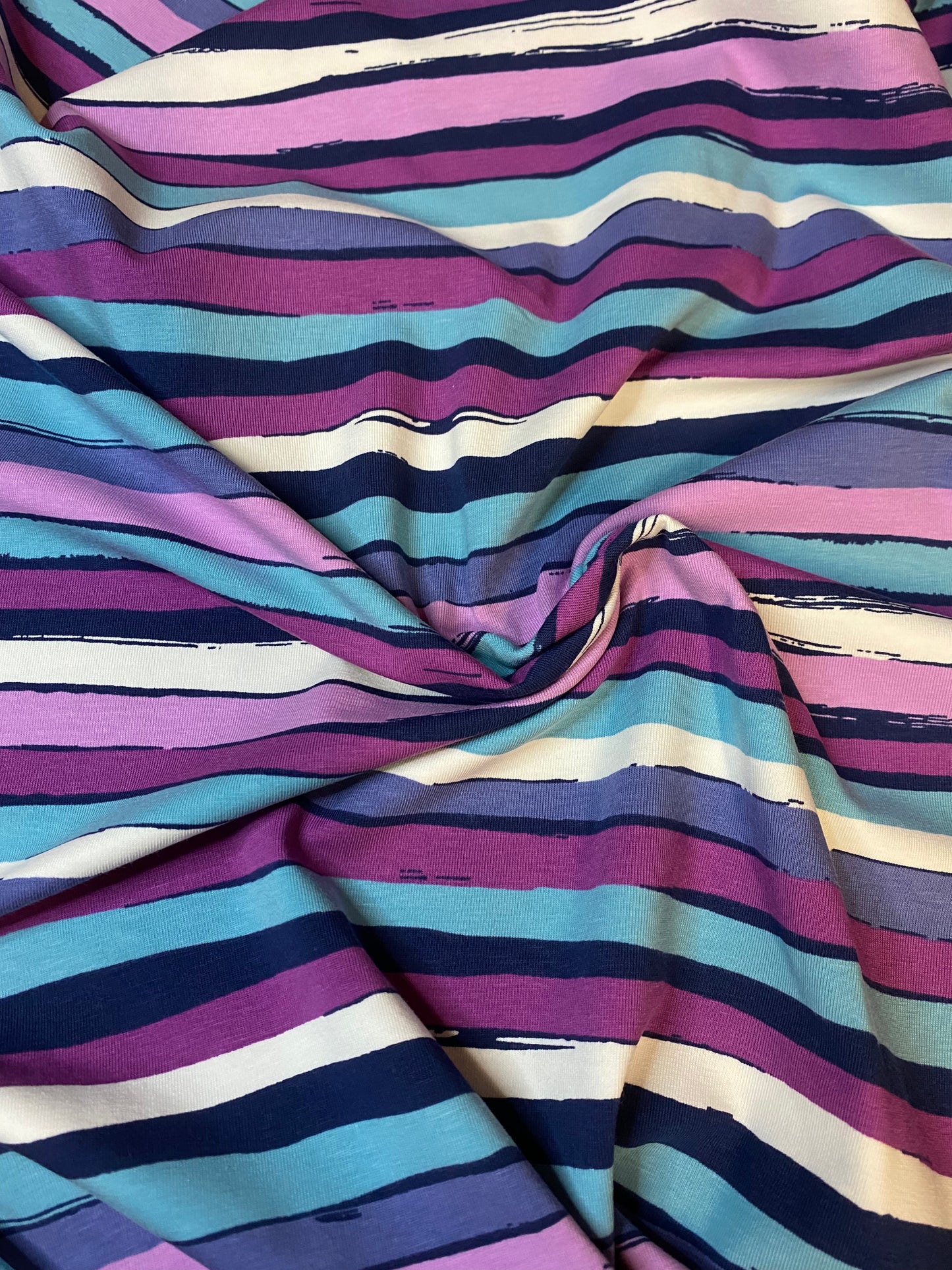 Single Jersey - Modern stripe in blue pink white