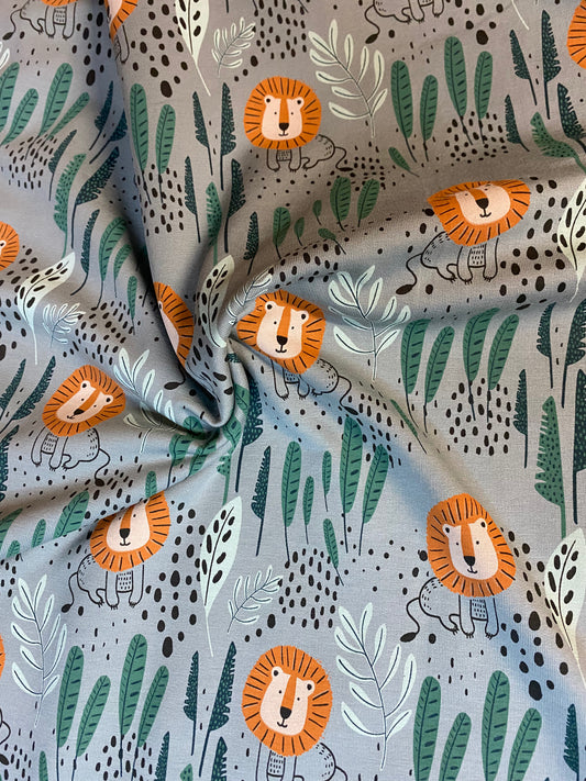 Jersey - French terry fabric - green lions