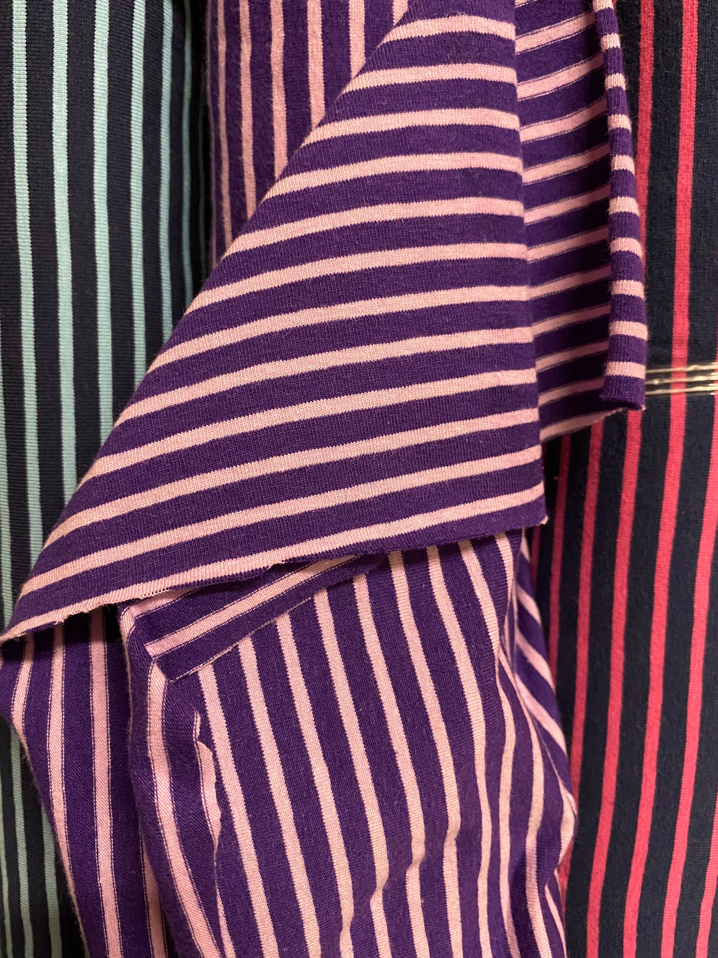 Single Jersey - Pink and purple stripes